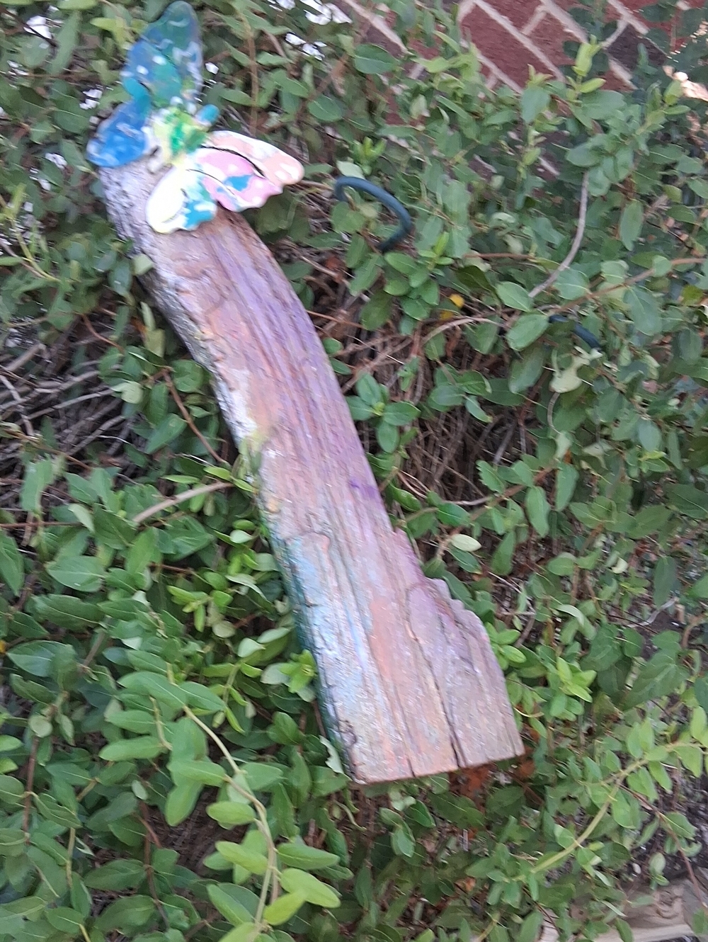 Decorative Pink & Blue Butterfly Perch for Birds